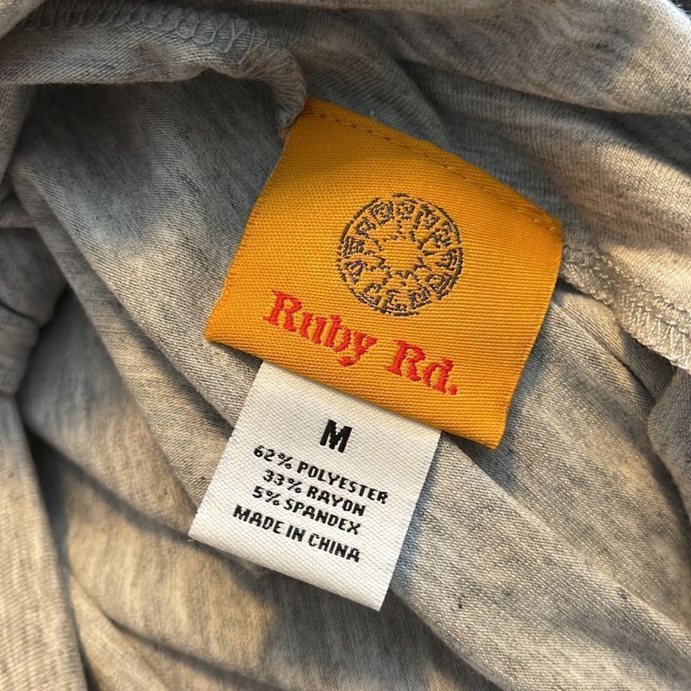 Ruby Rd Embellished Boat Neck Tee-GREY-Medium - Picture 4 of 4